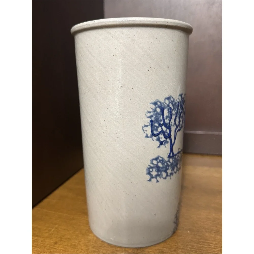 Beaumont Brothers Pottery BBP Vase Crock Salt-Glazed w/House Scene 7.5
